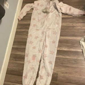 pastel pink star patterned jumpsuit